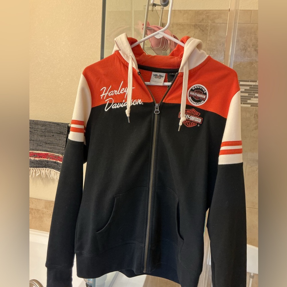 Harley-Davidson Black and Orange Fleece Jacket